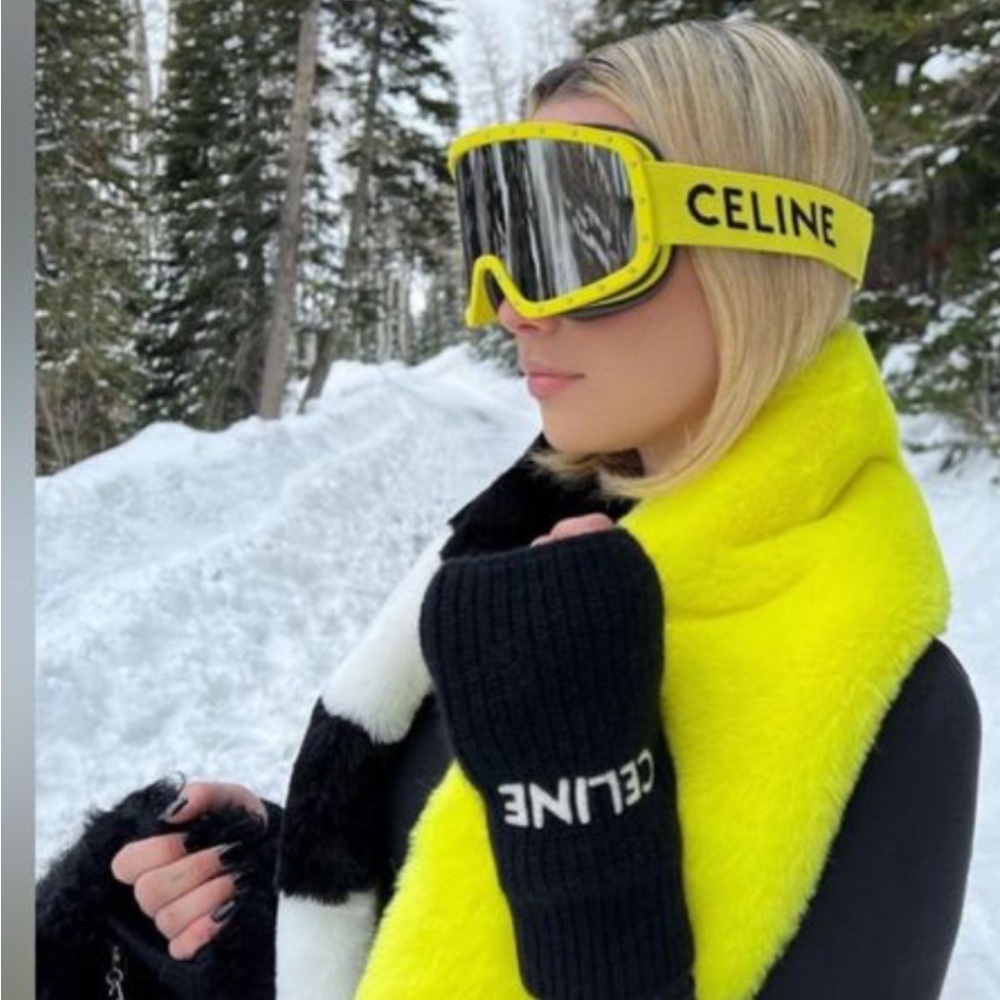 Celine Black and Yellow Ski Goggles with case 100%Auth